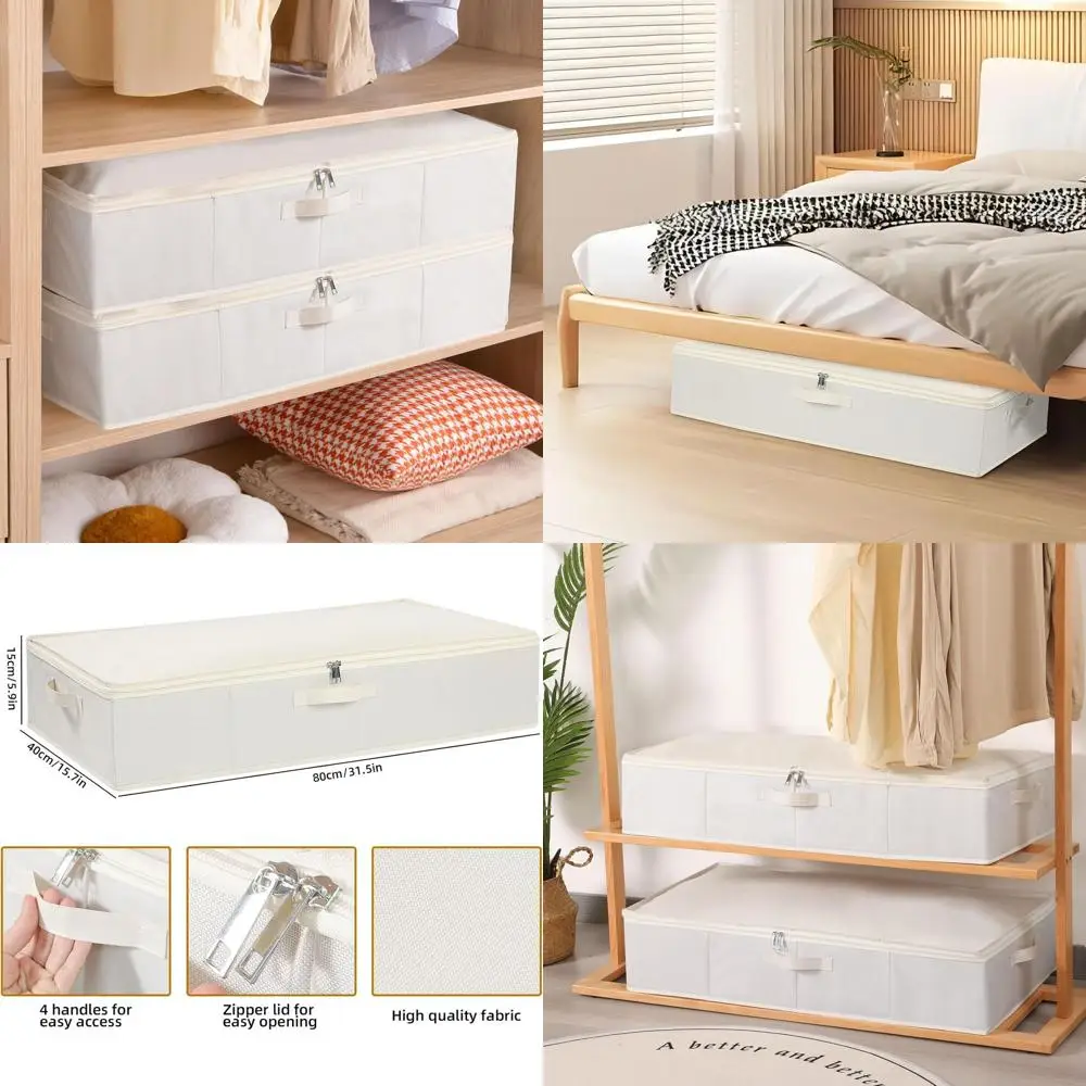 3-Pack Beige Underbed Storage Boxes with Lids and Reinforced Handles, 31.5x15.7x5.9 Inches
3-Pack Beige Underbed Storage Boxes with Lids and Reinforced Handles, 31.5x15.7x5.9 Inches