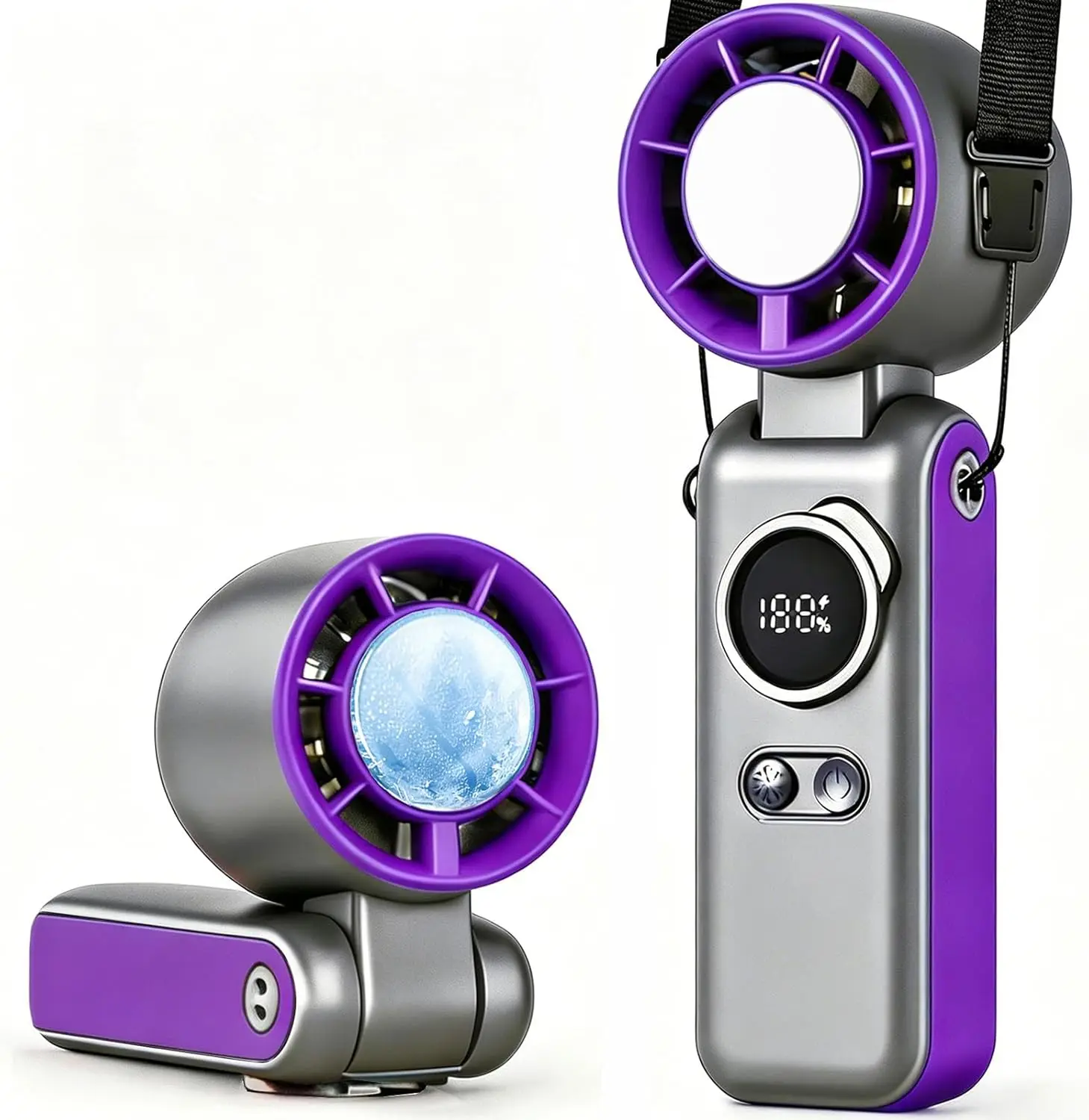 3-in-1 Turbo Ice Fan: Hand, Neck, Desk – 6000mAh, 26550 RPM, LED Display, Portable Cooling for Travel & Outdoor (Purple)
3-in-1 Turbo Ice Fan: Hand, Neck, Desk – 6000mAh, 26550 RPM, LED Display, Portable Cooling for Travel & Outdoor (Purple)
