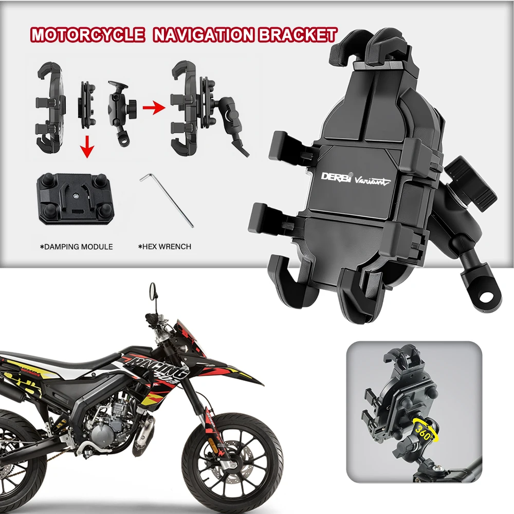 Motorcycle Phone Mount Anti-Shake 360° Rotation Handlebar Holder For DERBI DERBI VARIANT EBE EBS D50B0 SPORT R GPRAccessories
Motorcycle Phone Mount Anti-Shake 360° Rotation Handlebar Holder For DERBI DERBI VARIANT EBE EBS D50B0 SPORT R GPRAccessories