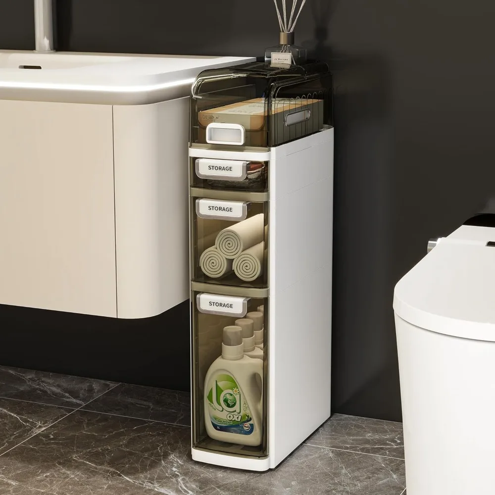 3-Tiers Slim Bathroom Toilet Storage Cabinet Organizer with Drawers, Plastic Narrow Toilet Paper Cabinet for Small Spaces Bathro
3-Tiers Slim Bathroom Toilet Storage Cabinet Organizer with Drawers, Plastic Narrow Toilet Paper Cabinet for Small Spaces Bathro