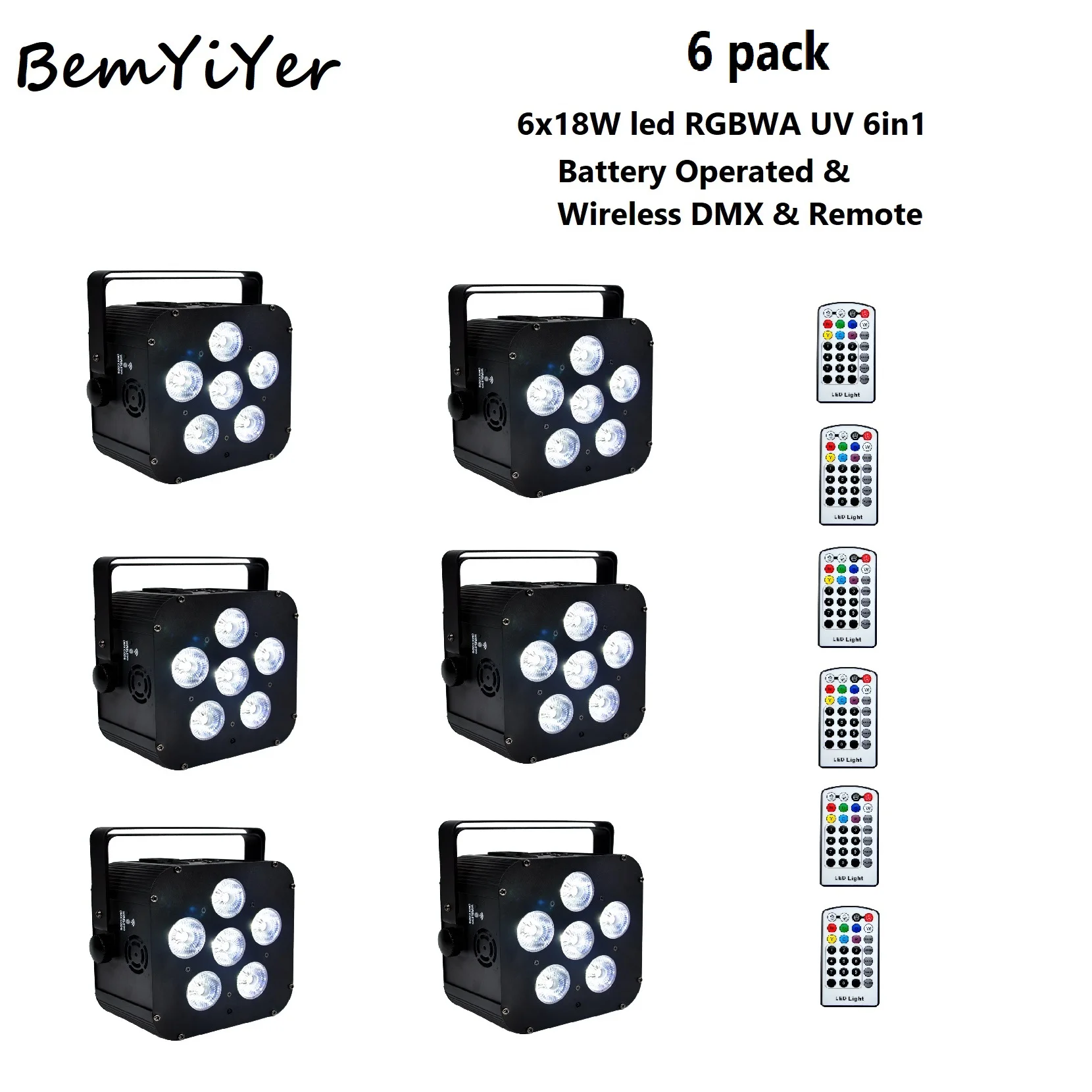 BemYiYer, 6 упаковок, DJ светодиодные тонкие Par Uplights, 6x18 Вт, аккумулятор, беспроводной DMX IR/RGBWA + UV 6 в 1, для DJ-вечеринок, свадебных мероприятий
BemYiYer, 6 упаковок, DJ светодиодные тонкие Par Uplights, 6x18 Вт, аккумулятор, беспроводной DMX IR/RGBWA + UV 6 в 1, для DJ-вечеринок, свадебных мероприятий