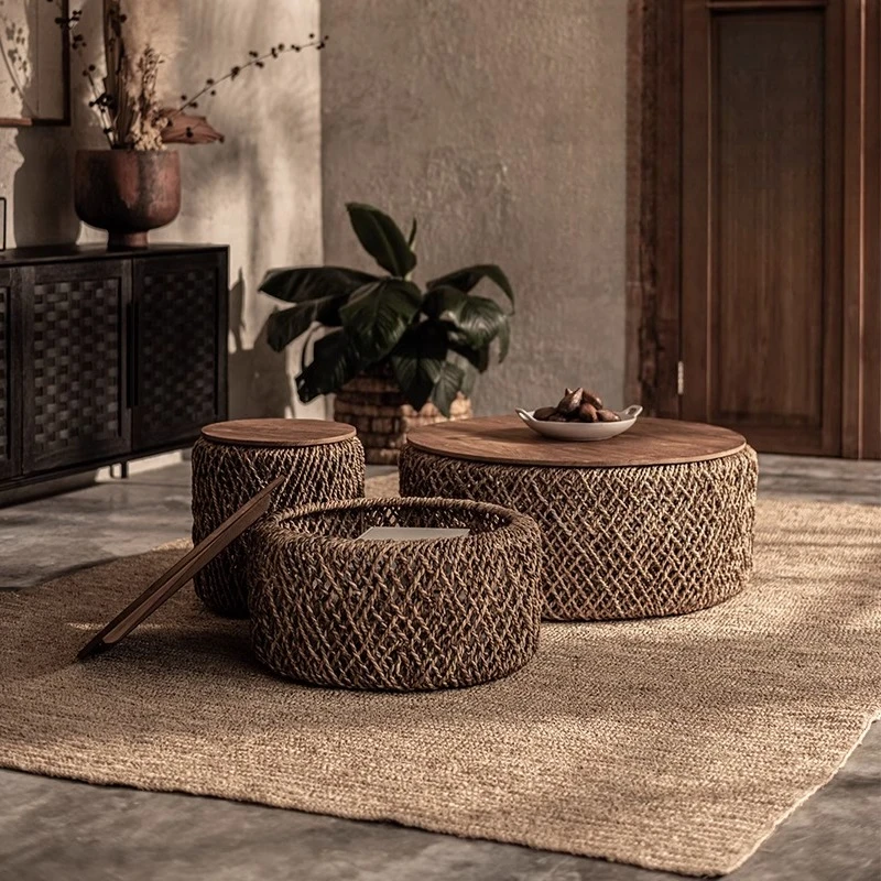 Rattan woven round coffee table living room household small tea table tea table wooden furniture
Rattan woven round coffee table living room household small tea table tea table wooden furniture