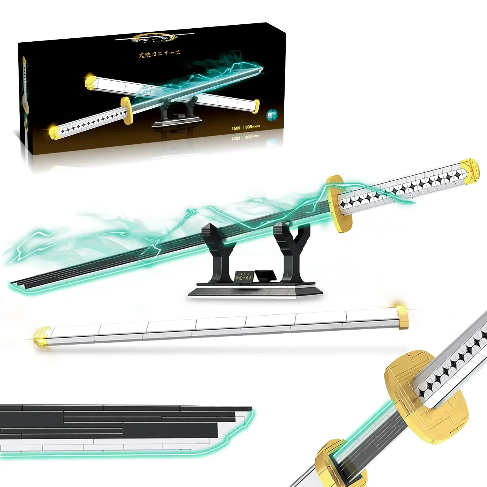 Anime Cosplay Katana Building Set 806PCS 39" Roronoa Zoro Yamato Sword with Sheath & Stand for Teens Adults 14+
Anime Cosplay Katana Building Set 806PCS 39" Roronoa Zoro Yamato Sword with Sheath & Stand for Teens Adults 14+