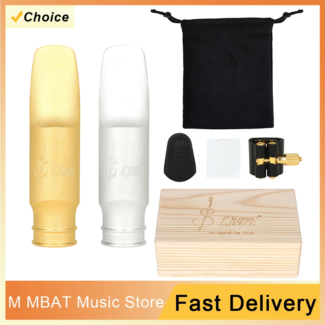 SLADE Alto Saxophone Mouthpiece Set Silver/Gold Plated Brass 6 Alto Sax Mouthpiece Woodwind Instrument Accessories
SLADE Alto Saxophone Mouthpiece Set Silver/Gold Plated Brass 6 Alto Sax Mouthpiece Woodwind Instrument Accessories