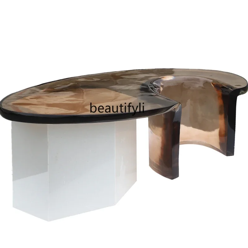 45 High-Grade Tea Table Transparent Resin round Table Designer Model Living Room Art Decorations
45 High-Grade Tea Table Transparent Resin round Table Designer Model Living Room Art Decorations