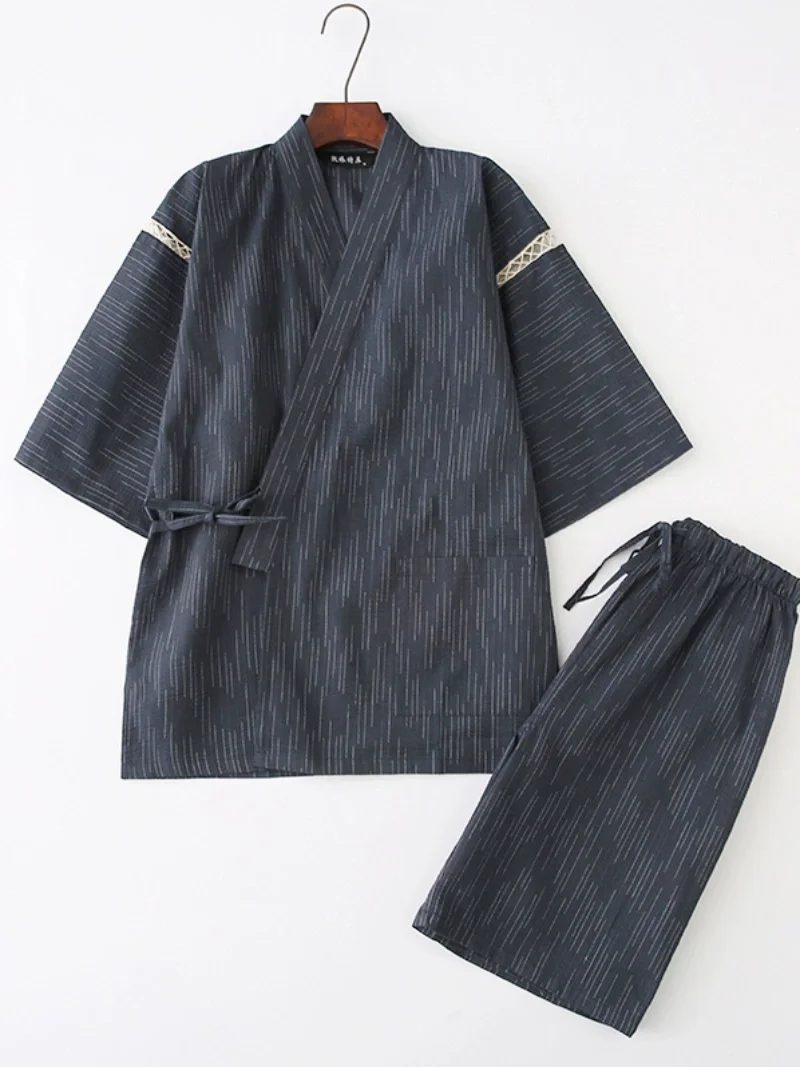 Japanese Style Men's Loungewear Set Cotton - Short-Sleeve Jinbei Cotton Kimono Robe with Tie Belt for Hot Spring and Spa
Japanese Style Men's Loungewear Set Cotton - Short-Sleeve Jinbei Cotton Kimono Robe with Tie Belt for Hot Spring and Spa