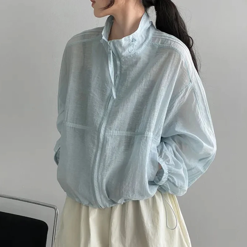 Chic Summer Casual Loose Zipper Stand Collar Women's Shirt Thin Sun Protection Outerwear Coat Comfortable Lazy Style Cotton
Chic Summer Casual Loose Zipper Stand Collar Women's Shirt Thin Sun Protection Outerwear Coat Comfortable Lazy Style Cotton
