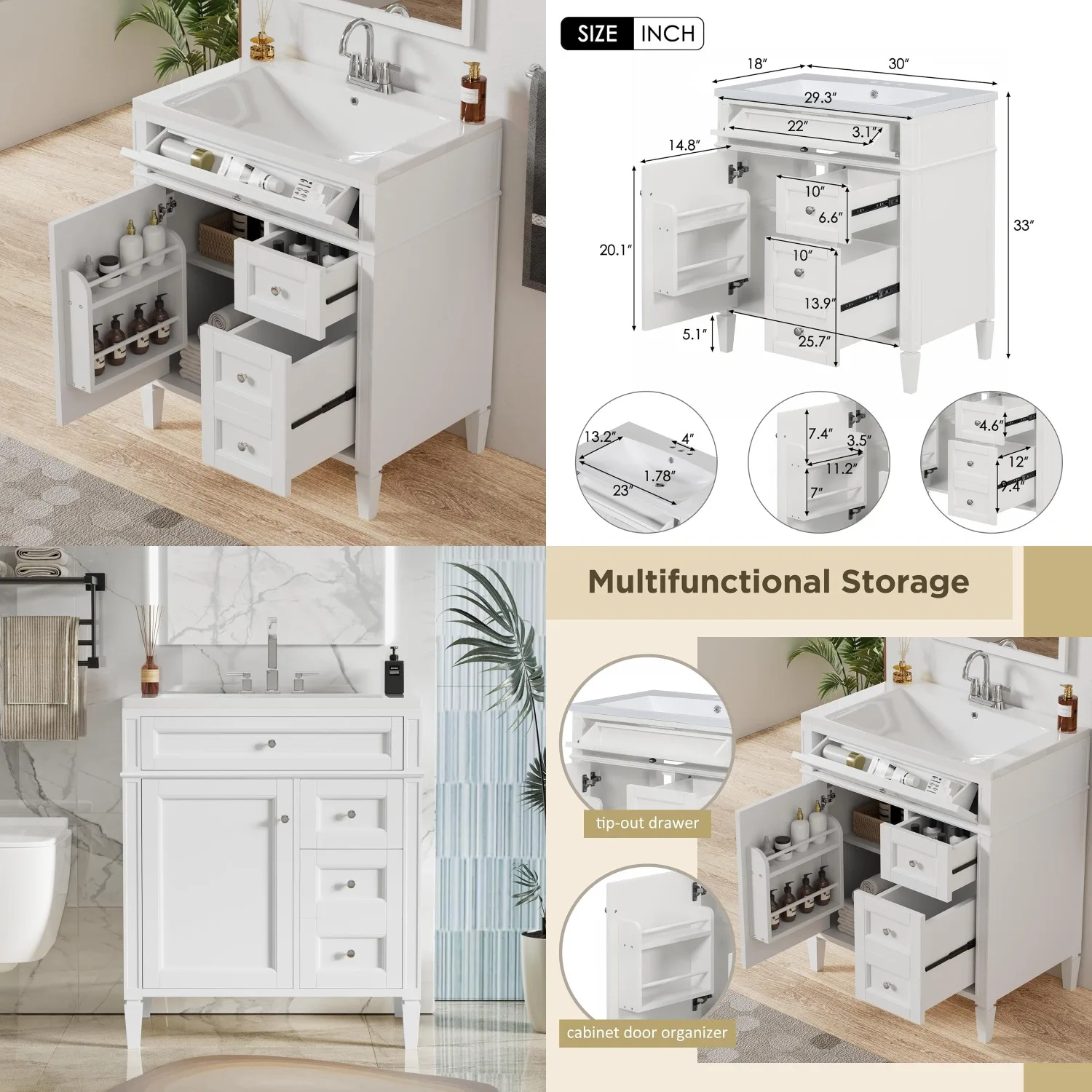 30in Bathroom Vanity Sink Cabinet 2 Drawers Tip-Out Door Freestanding Soft Close Solid Wood Frame, Customized
30in Bathroom Vanity Sink Cabinet 2 Drawers Tip-Out Door Freestanding Soft Close Solid Wood Frame, Customized