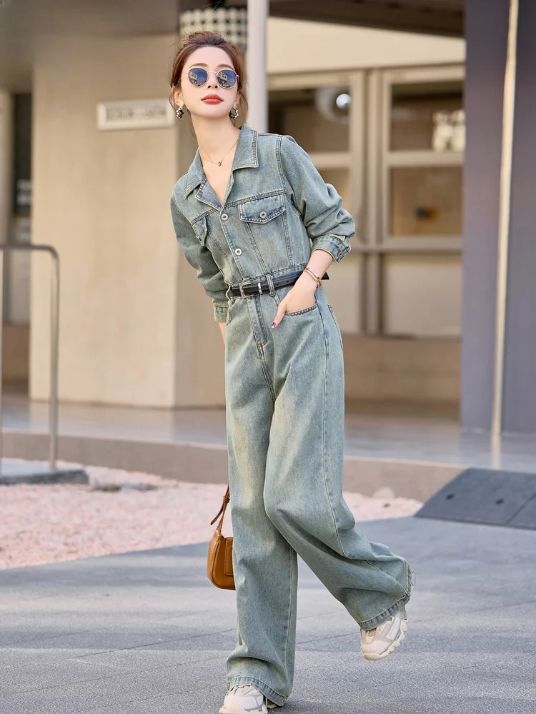 Washed Vintage Denim Overalls Women's Wide Leg Pants Spring New Style Casual One-Piece Suit High Waist Long Pants
Washed Vintage Denim Overalls Women's Wide Leg Pants Spring New Style Casual One-Piece Suit High Waist Long Pants