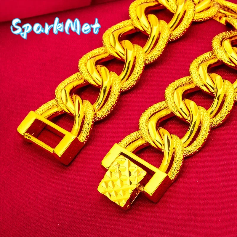 SparkmetWatch Clasp Bracelet for Men, 24K Gold, AU999 | Matte gold clasp with gear engravings, rugged vintage style for casual w
SparkmetWatch Clasp Bracelet for Men, 24K Gold, AU999 | Matte gold clasp with gear engravings, rugged vintage style for casual w