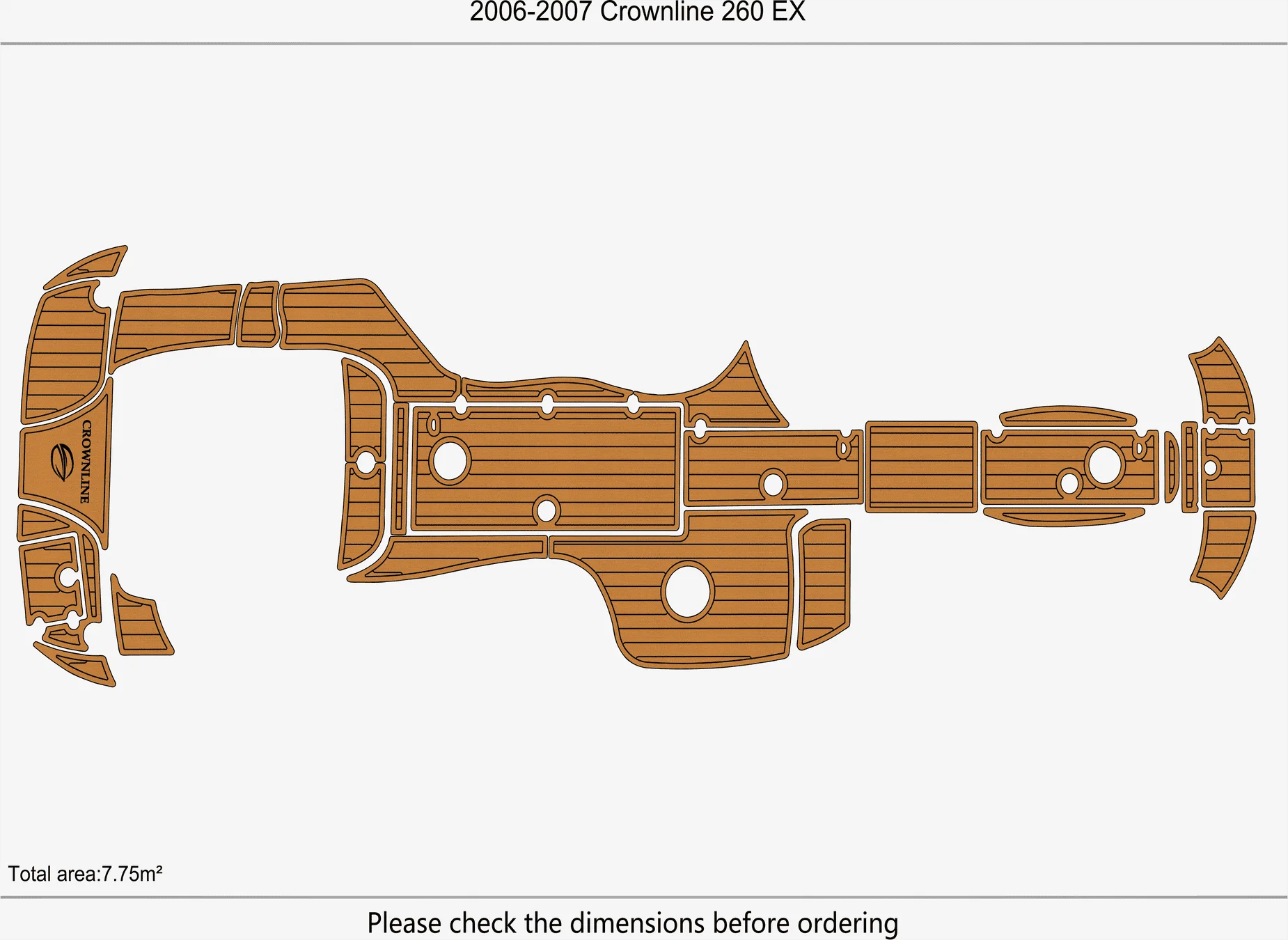 2006-2007 Crownline 260 EX 1/4 "6 мм пена EVA Нескользящий морской коврик из тикового дерева из ПВХ, ковер из аква-погрей, морской пол
2006-2007 Crownline 260 EX 1/4 "6 мм пена EVA Нескользящий морской коврик из тикового дерева из ПВХ, ковер из аква-погрей, морской пол