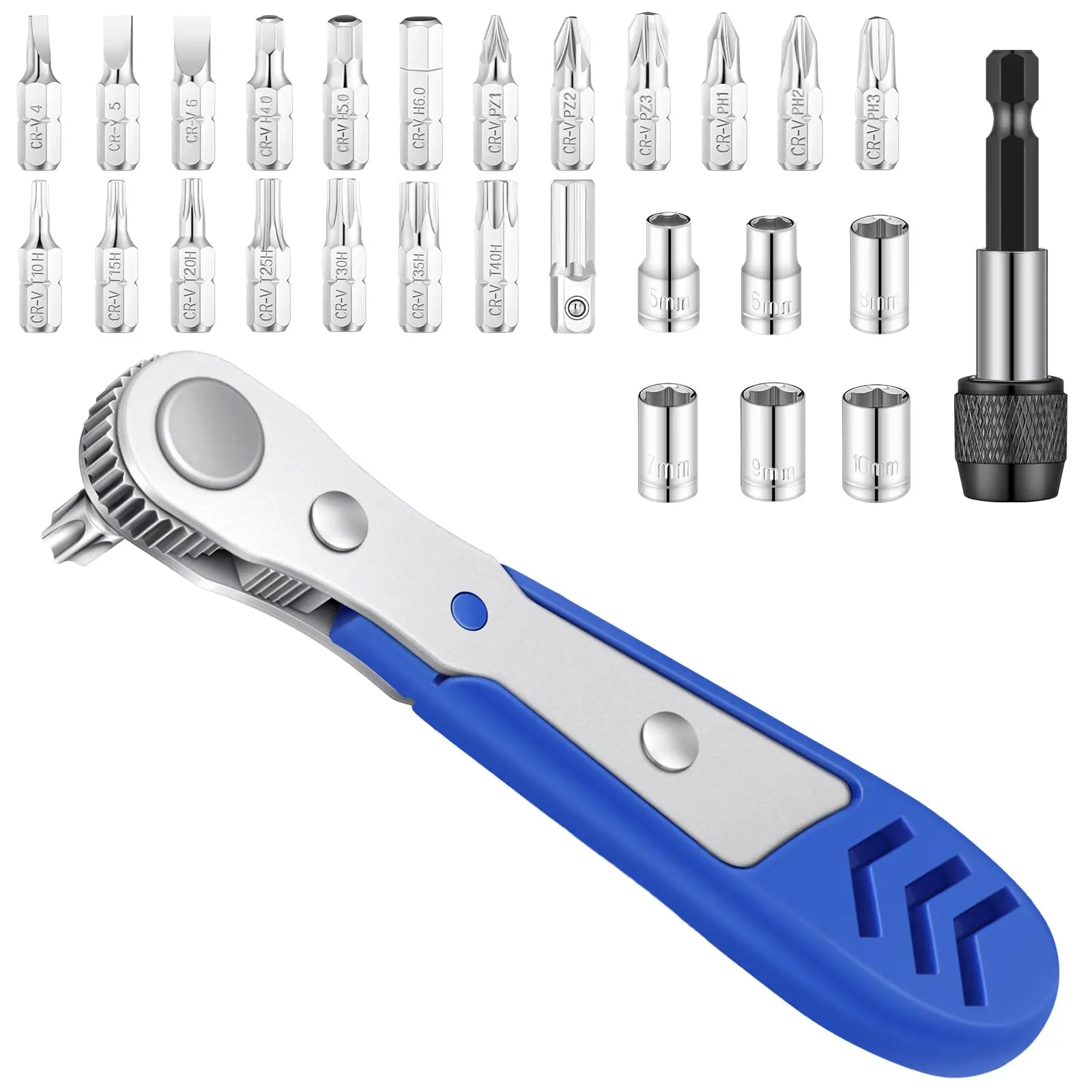 28 Pack 1/4" Mini Ratchet Wrench Right Angle Magnetic Screwdriver Head with 90 Degree Offset Reversible Drive Handle Extension
28 Pack 1/4" Mini Ratchet Wrench Right Angle Magnetic Screwdriver Head with 90 Degree Offset Reversible Drive Handle Extension