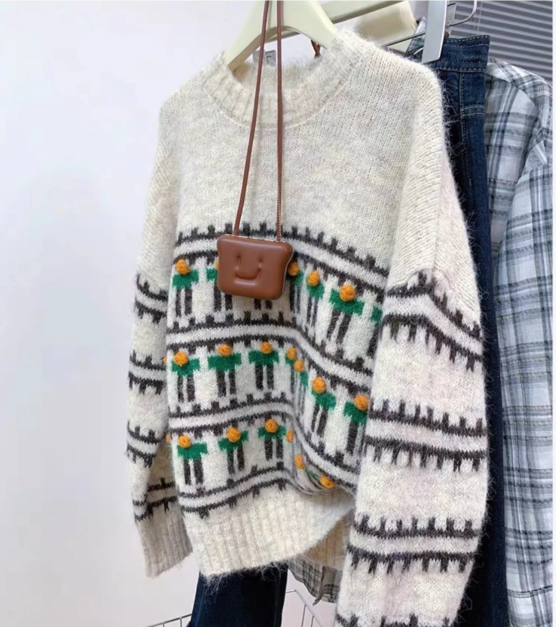 Retro Sweet Pink Print Knitted Sweater Women's Autumn Winter Casual Loose 3D Ball round Neck Pullovers Top F310
Retro Sweet Pink Print Knitted Sweater Women's Autumn Winter Casual Loose 3D Ball round Neck Pullovers Top F310