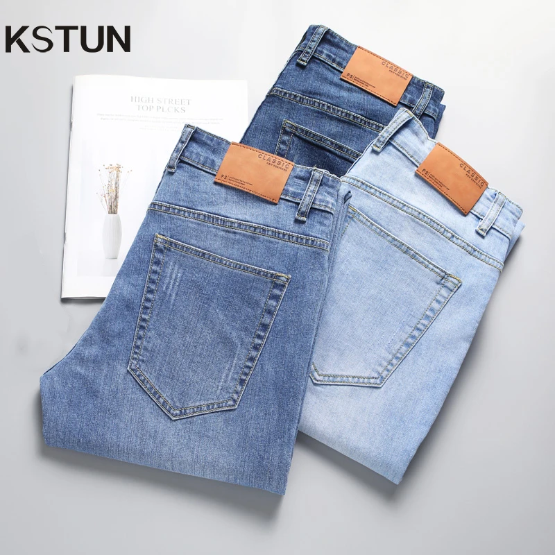 KSTUN Slim Straight Jeans Men Denim Pants Casual Regular Fitness Men's Trousers Light Blue 2025 Summer Mens Clothing Cowboys
KSTUN Slim Straight Jeans Men Denim Pants Casual Regular Fitness Men's Trousers Light Blue 2025 Summer Mens Clothing Cowboys