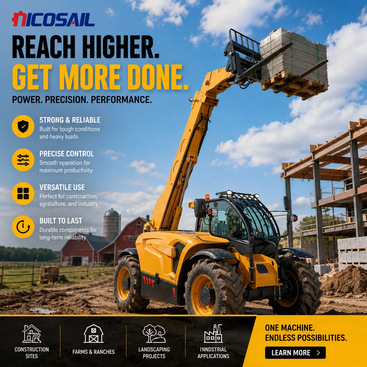Custom CE Euro 5 Telehandler Forklift with Telescopic Boom for Agriculture Material Handling and Industrial Operations
Custom CE Euro 5 Telehandler Forklift with Telescopic Boom for Agriculture Material Handling and Industrial Operations