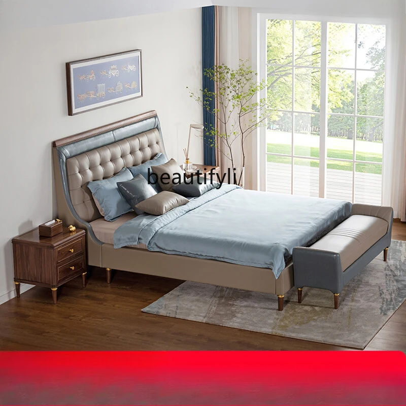 Leather bed black walnut solid wood bedside table wardrobe black walnut solid wood bed
Leather bed black walnut solid wood bedside table wardrobe black walnut solid wood bed