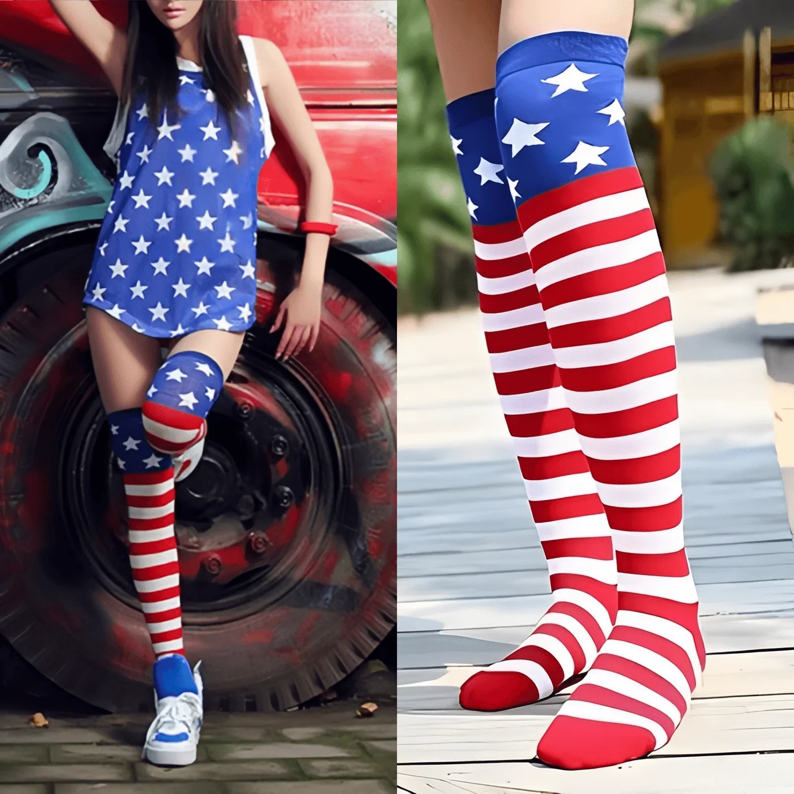 American Flag Printed Stocking Hip Hop Style Over Knee Stockings Breathable Long Socks for Women Girls Free Size
American Flag Printed Stocking Hip Hop Style Over Knee Stockings Breathable Long Socks for Women Girls Free Size