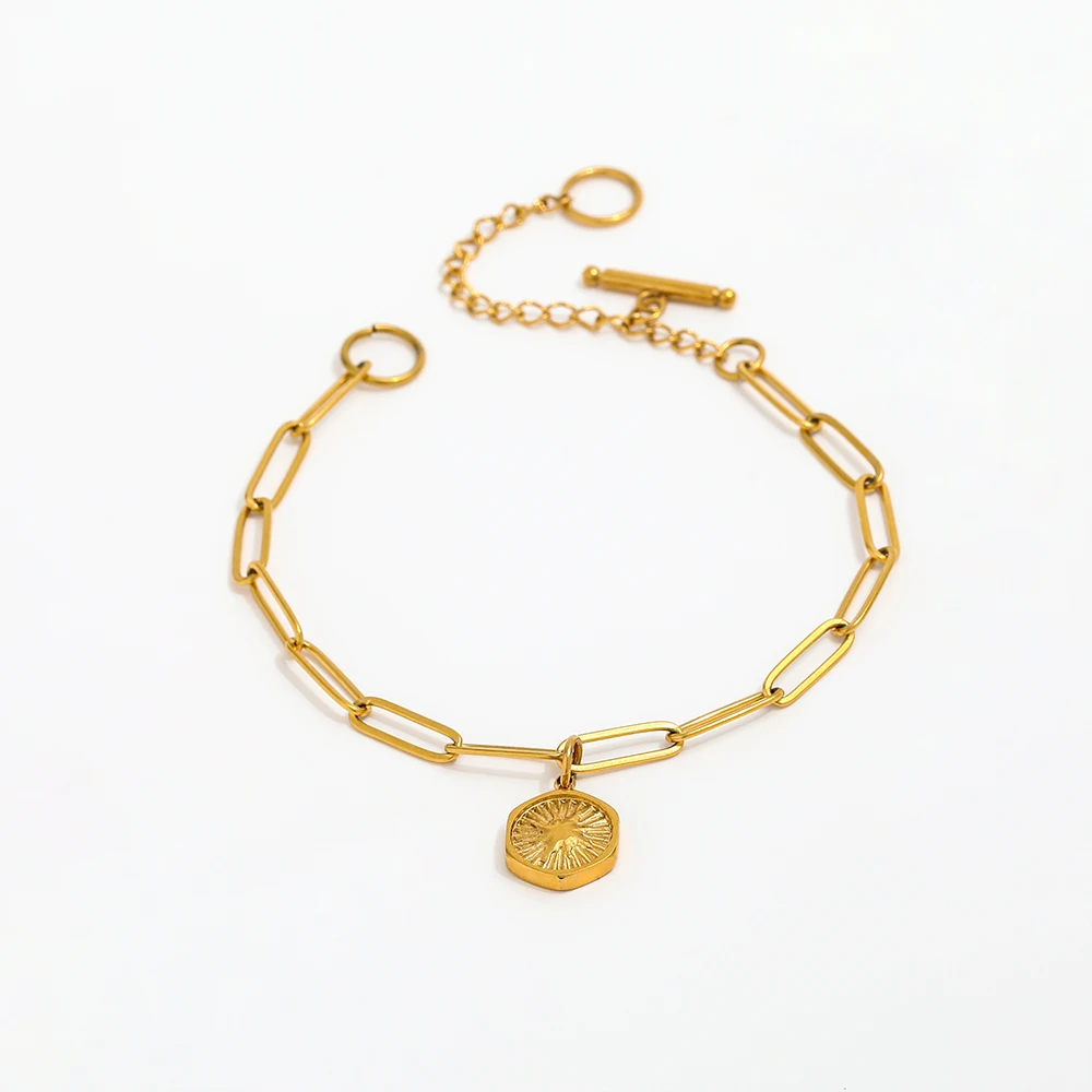 Joolim Jewelry High End PVD Wholesale No Fade Delicate Link Chain Two-sided Hexapod Pendant Stainless Steel Bracelet for Women
Joolim Jewelry High End PVD Wholesale No Fade Delicate Link Chain Two-sided Hexapod Pendant Stainless Steel Bracelet for Women