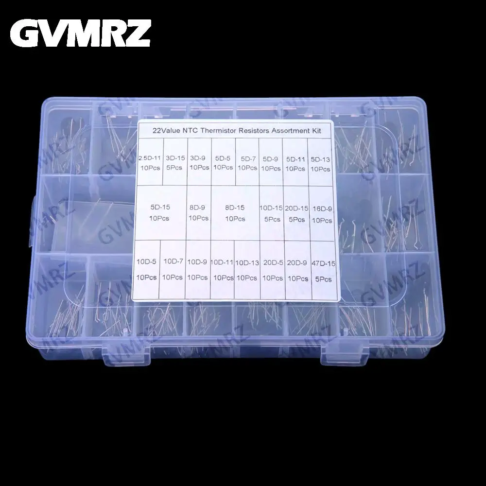 22Values NTC Thermistor Resistor Assortment kit 3D-15 3D-9 5D-5 5D-7 5D-9 8D-15 10D-15 10D-5 10D-720D-9
22Values NTC Thermistor Resistor Assortment kit 3D-15 3D-9 5D-5 5D-7 5D-9 8D-15 10D-15 10D-5 10D-720D-9