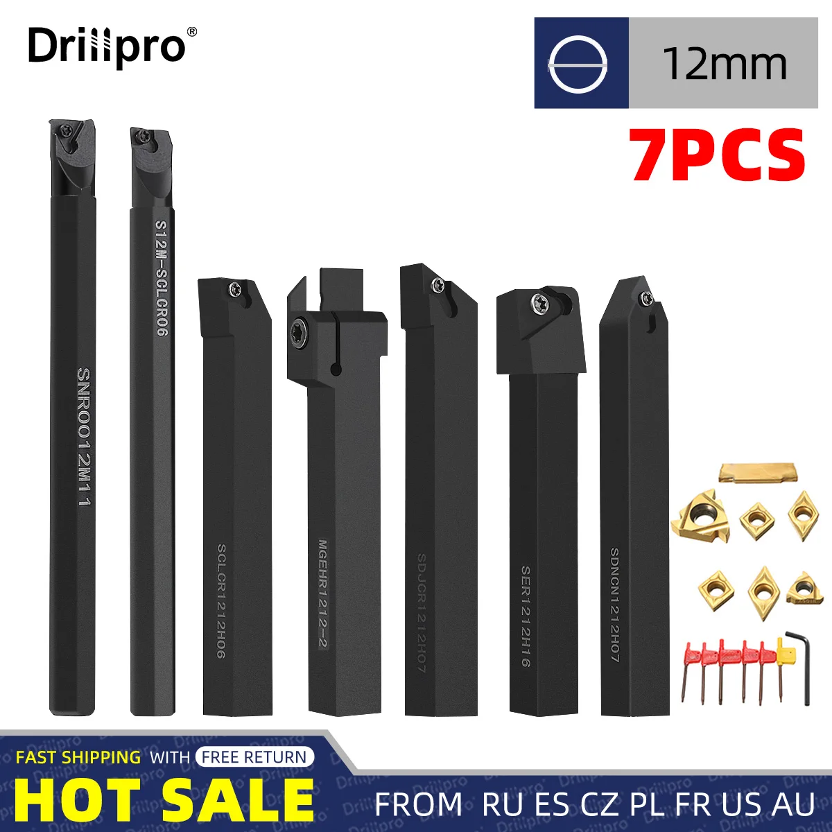 7 Set 12mm Shank Lathe Turning Tool Holder Boring Bar Lathe Tool Lathe Cutter CNC Metal Turning Rod Holders and Inserts
7 Set 12mm Shank Lathe Turning Tool Holder Boring Bar Lathe Tool Lathe Cutter CNC Metal Turning Rod Holders and Inserts