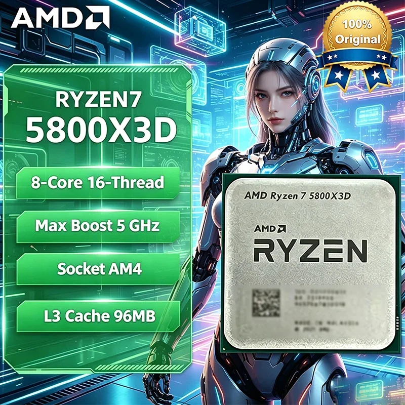 AMD Ryzen 7 R7 5800X3D Gaming Processor New Ryzen 5000 Series 5 GHz 8-Core 16-Thread CPU Processor DDR4 96 MB 105W Loose Pie
AMD Ryzen 7 R7 5800X3D Gaming Processor New Ryzen 5000 Series 5 GHz 8-Core 16-Thread CPU Processor DDR4 96 MB 105W Loose Pie