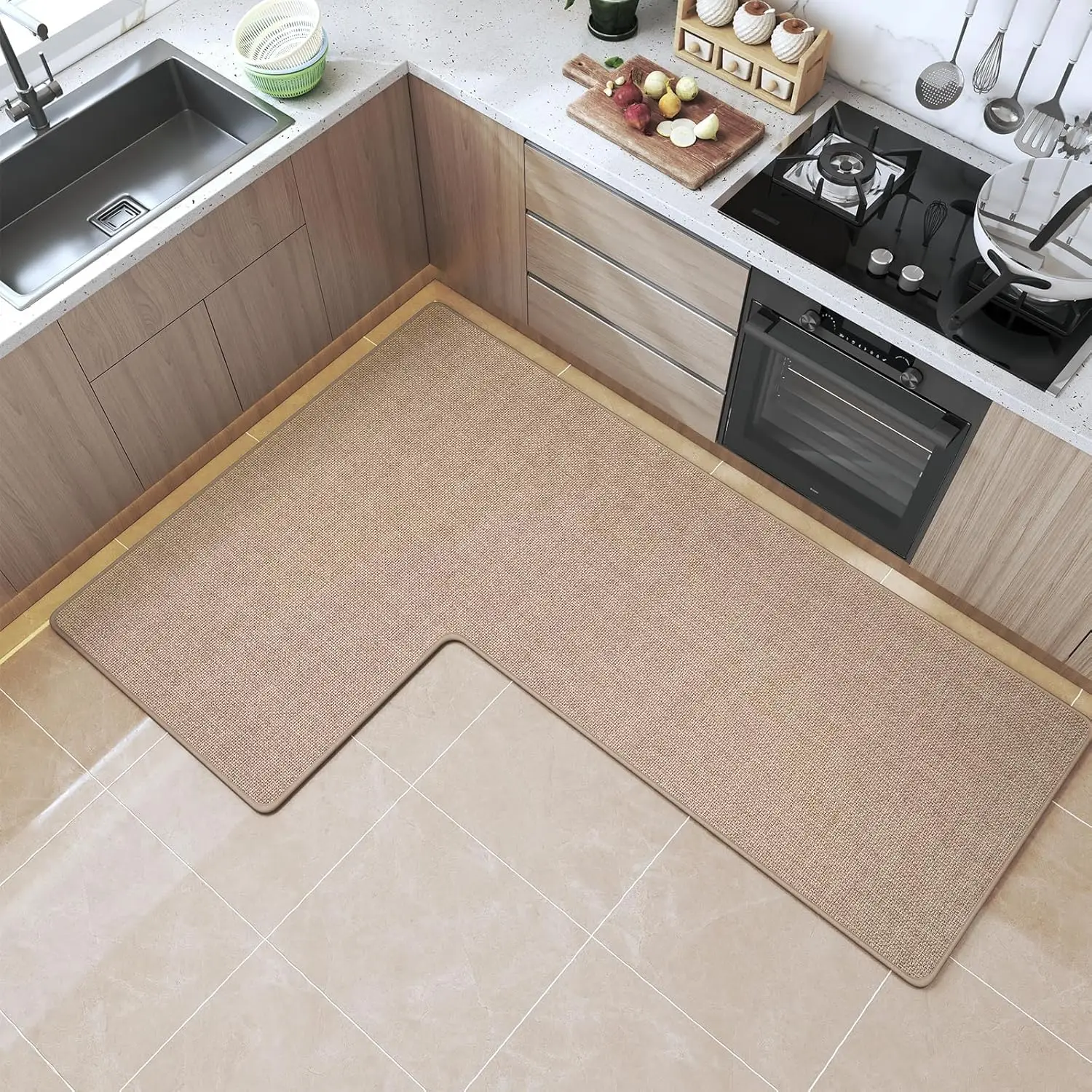 L-Shaped Kitchen Mat Non Slip Absorbent Washable Rug for Corner Sink Island, Rubber Backing, Brown Right L, 31.5x47.2x17.7 in
L-Shaped Kitchen Mat Non Slip Absorbent Washable Rug for Corner Sink Island, Rubber Backing, Brown Right L, 31.5x47.2x17.7 in