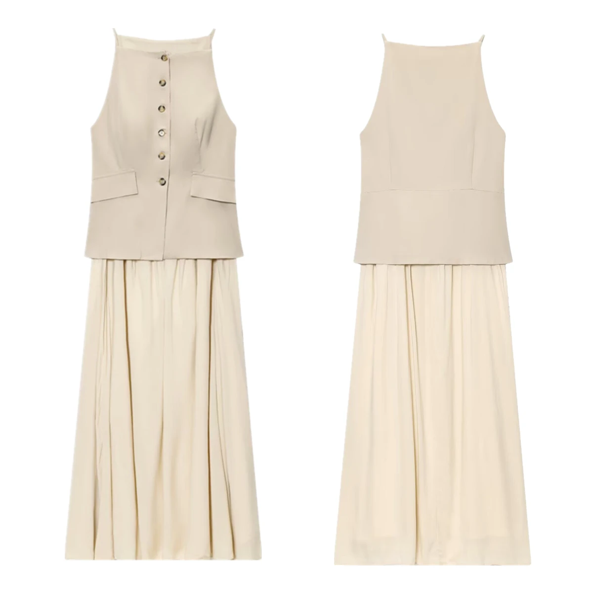 Maxdutti French Country Beige Spliced Pleated Dress Minimalist Elegant Ladies Midi Dress Women Party Dresses Vestidos
Maxdutti French Country Beige Spliced Pleated Dress Minimalist Elegant Ladies Midi Dress Women Party Dresses Vestidos