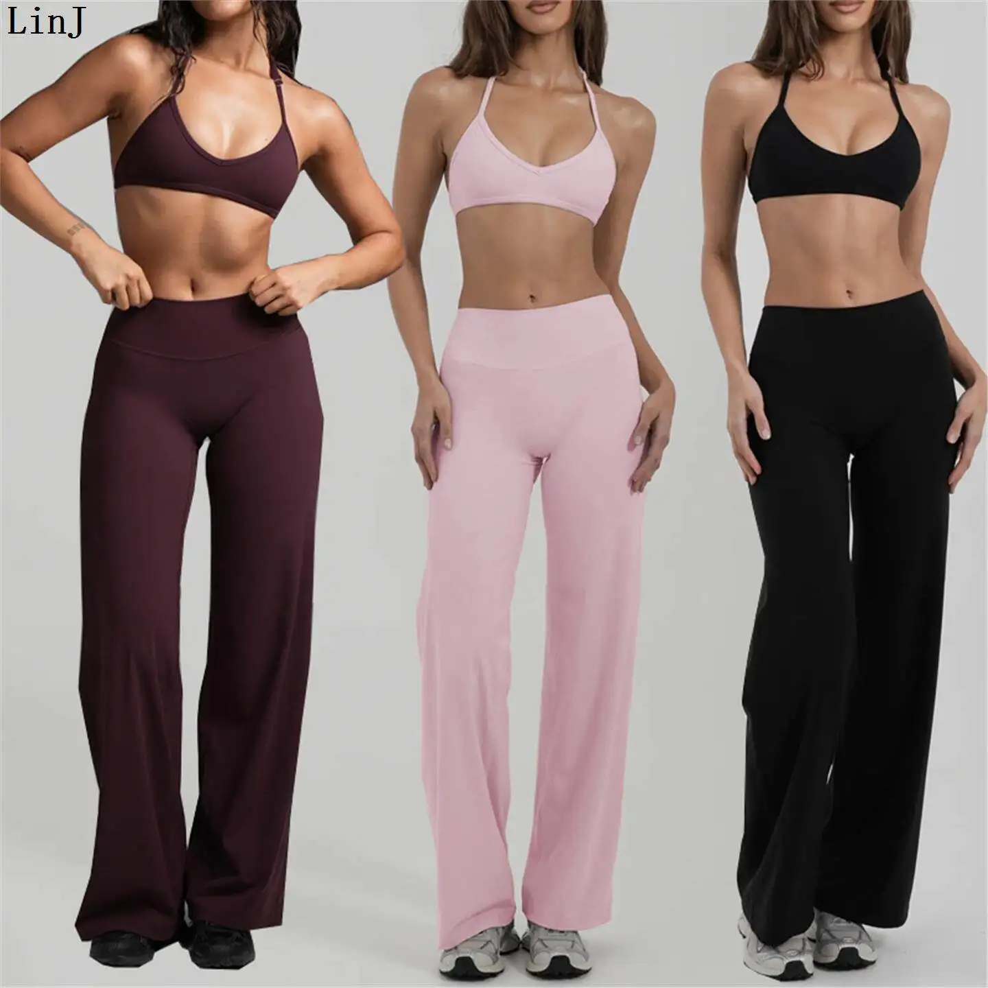Quick Dry Yoga Vest with Chest Pad Fitness Sports Bra Abdomen Shaping Wide Leg Pants Straight Cut Neck Hanging Bra Set for Women
Quick Dry Yoga Vest with Chest Pad Fitness Sports Bra Abdomen Shaping Wide Leg Pants Straight Cut Neck Hanging Bra Set for Women