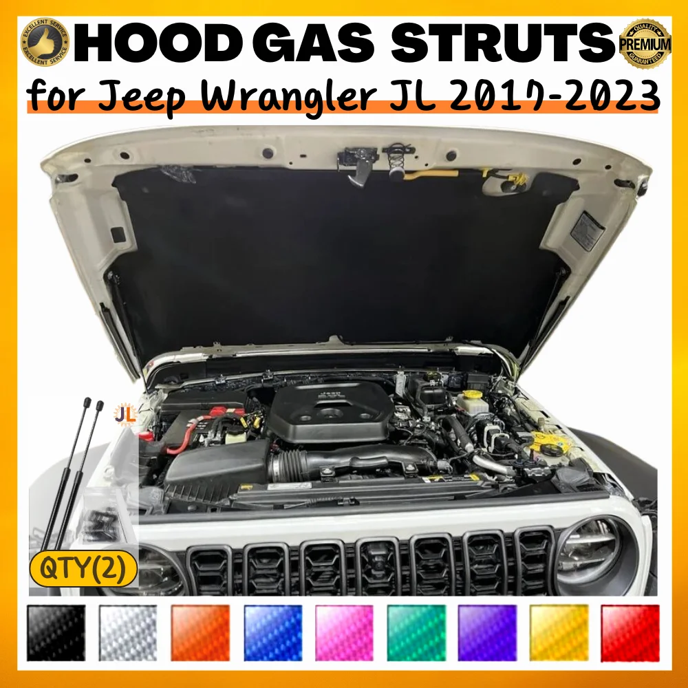 Qty(2) Hood Struts for Jeep Wrangler JL 2017-2023 Front Bonnet Modify Gas Springs Shock Absorber Lift Supports Dampers
Qty(2) Hood Struts for Jeep Wrangler JL 2017-2023 Front Bonnet Modify Gas Springs Shock Absorber Lift Supports Dampers