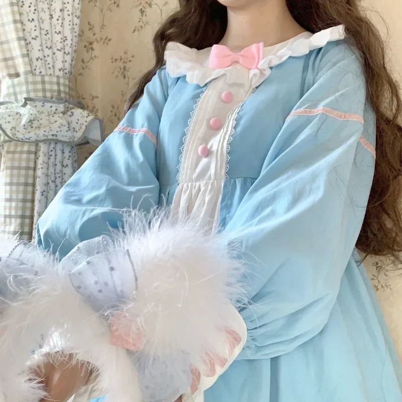 Синее платье Harajuku Lolita для женщин, ранняя осень 2021, новые платья с длинными рукавами Y2k, свободные платья средней длины, Vestidos De Mujer
Синее платье Harajuku Lolita для женщин, ранняя осень 2021, новые платья с длинными рукавами Y2k, свободные платья средней длины, Vestidos De Mujer