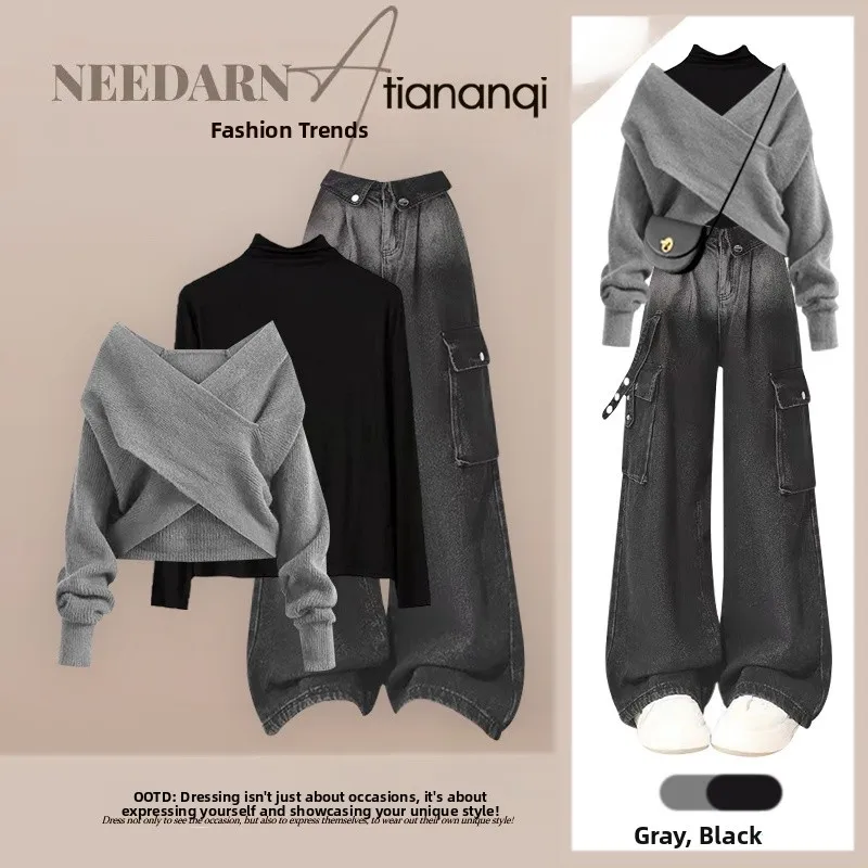 Осенний модный женский вязаный свитер Base irt, утягивающая рабочая одежда, брюки, комплект из футболки, повседневный комплект с длинным светом и v-ne
Осенний модный женский вязаный свитер Base irt, утягивающая рабочая одежда, брюки, комплект из футболки, повседневный комплект с длинным светом и v-ne