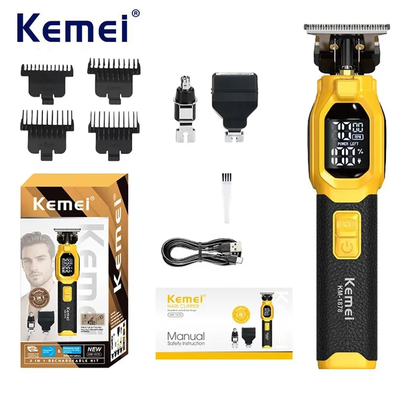 Kemei 3 в 1, перезаряжаемая машинка для стрижки волос, триммер для волос в носу, ушах, бороды, беспроводная бритва из фольги, электрическая машинка для стрижки волос, мужская бритва
Kemei 3 в 1, перезаряжаемая машинка для стрижки волос, триммер для волос в носу, ушах, бороды, беспроводная бритва из фольги, электрическая машинка для стрижки волос, мужская бритва