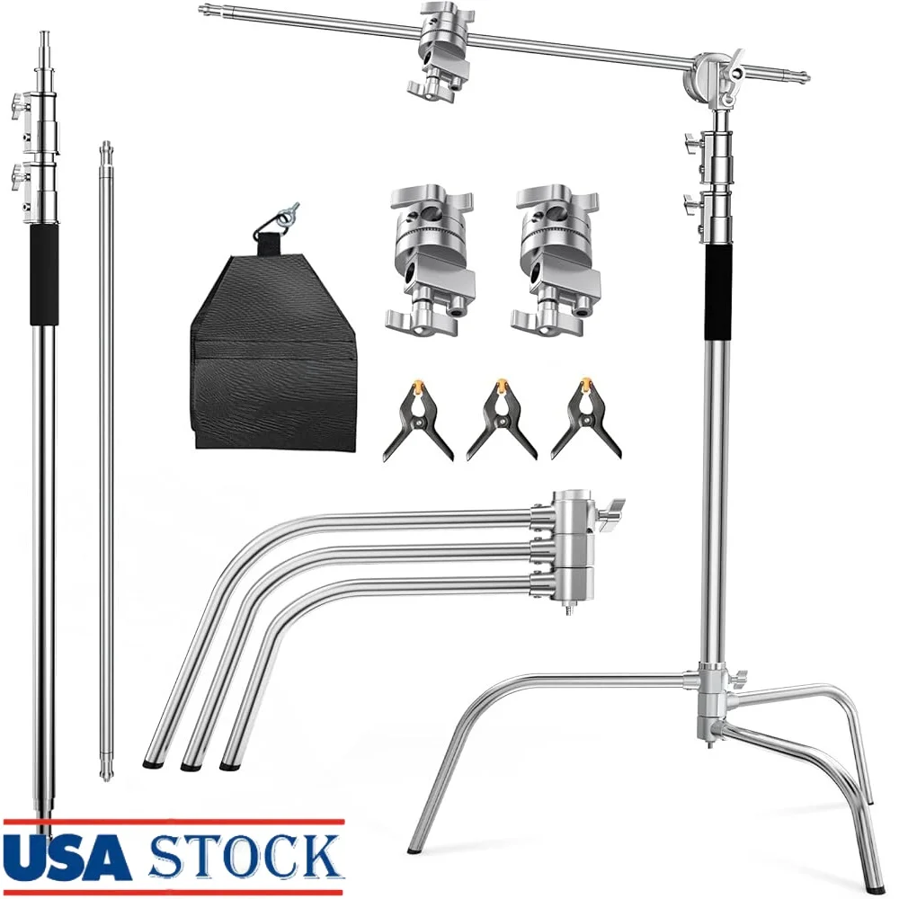 C Stand with Boom Arm Photography Light Stand Heavy Duty Stainless Steel 10.5ft Max Height Supports Umbrella Strobe Monolight
C Stand with Boom Arm Photography Light Stand Heavy Duty Stainless Steel 10.5ft Max Height Supports Umbrella Strobe Monolight