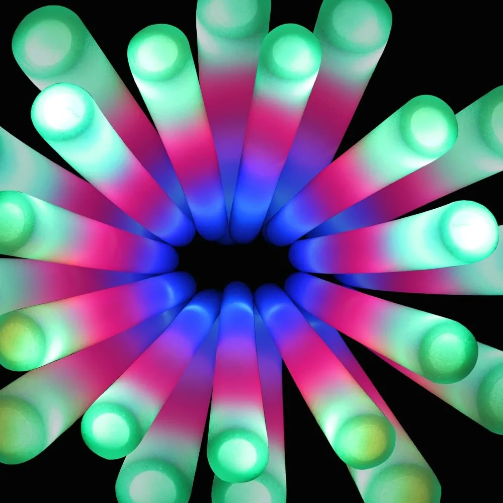 100 Pack LED Glow Sticks for Wedding, Bulk Foam Glow Sticks with 3 Modes Colorful Flashing, Glow Stick Bulk Party Pack
100 Pack LED Glow Sticks for Wedding, Bulk Foam Glow Sticks with 3 Modes Colorful Flashing, Glow Stick Bulk Party Pack