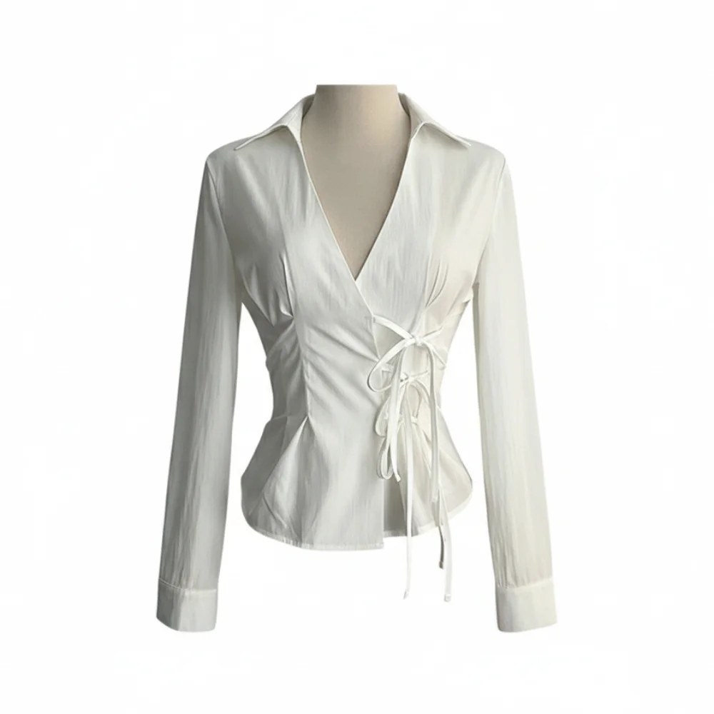 Stylish Slim Fit Women Long Sleeve Shirt Cinched Waist Elegant V-Neck Tops Unique Harajuku Tie-waist Shirt Y2K Fashion
Stylish Slim Fit Women Long Sleeve Shirt Cinched Waist Elegant V-Neck Tops Unique Harajuku Tie-waist Shirt Y2K Fashion