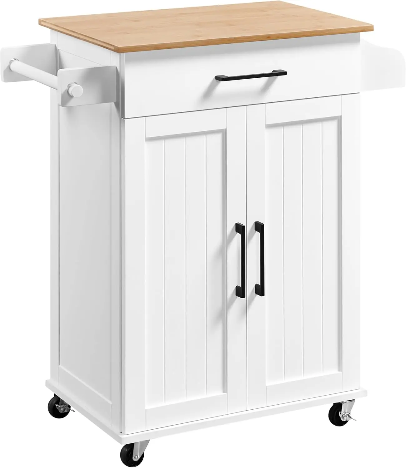 Kitchen Cart with Bamboo Tabletop, 32" Width Rolling Kitchen Island with Drawer and Adjustable Shelf, Storage Cabinet
Kitchen Cart with Bamboo Tabletop, 32" Width Rolling Kitchen Island with Drawer and Adjustable Shelf, Storage Cabinet