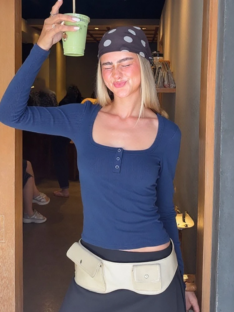 FDYOUI женская одежда с квадратным воротником и пуговицами, футболка в рубчик Y2K, уличная одежда для девочек, осень 2022, тонкие топы с длинными рукавами, футболки
FDYOUI женская одежда с квадратным воротником и пуговицами, футболка в рубчик Y2K, уличная одежда для девочек, осень 2022, тонкие топы с длинными рукавами, футболки