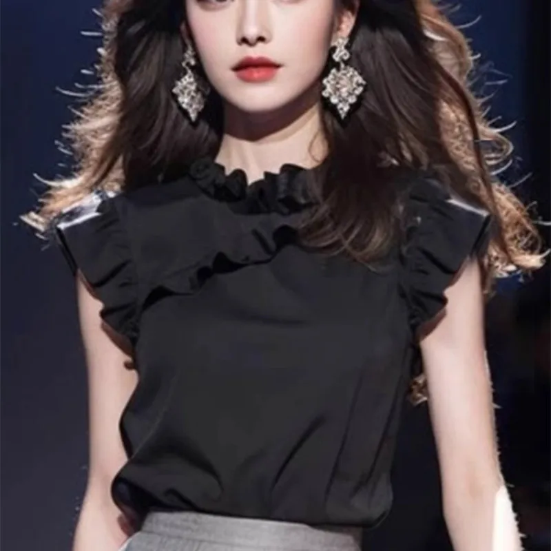 Fashion Short Sleeve Stand Collar Solid Color Casual Office Lady Shirt Summer New Ruffles Patchwork High Quality Women's Wear
Fashion Short Sleeve Stand Collar Solid Color Casual Office Lady Shirt Summer New Ruffles Patchwork High Quality Women's Wear