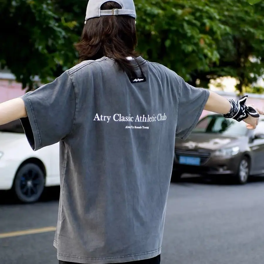 Slogan washed short-sleeved summer national fashion brand American retro trendy high-end loose simple casual t-shirt for men y2k
Slogan washed short-sleeved summer national fashion brand American retro trendy high-end loose simple casual t-shirt for men y2k