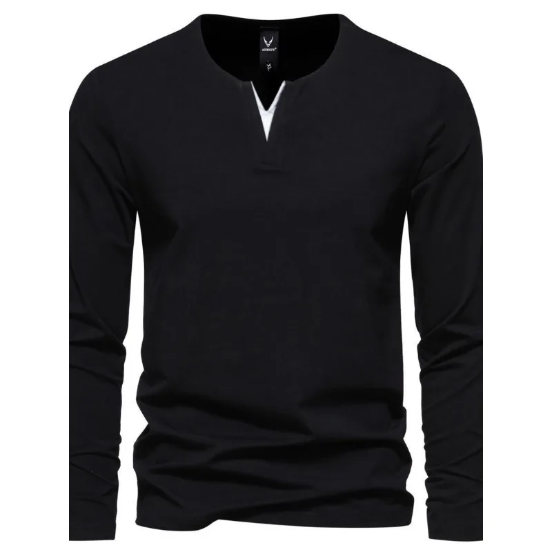 Autumn New Men's Henry Neck V-Neck Long Sleeve T-Shirt Casual Solid Color Bottom Shirt Large Size Top
Autumn New Men's Henry Neck V-Neck Long Sleeve T-Shirt Casual Solid Color Bottom Shirt Large Size Top