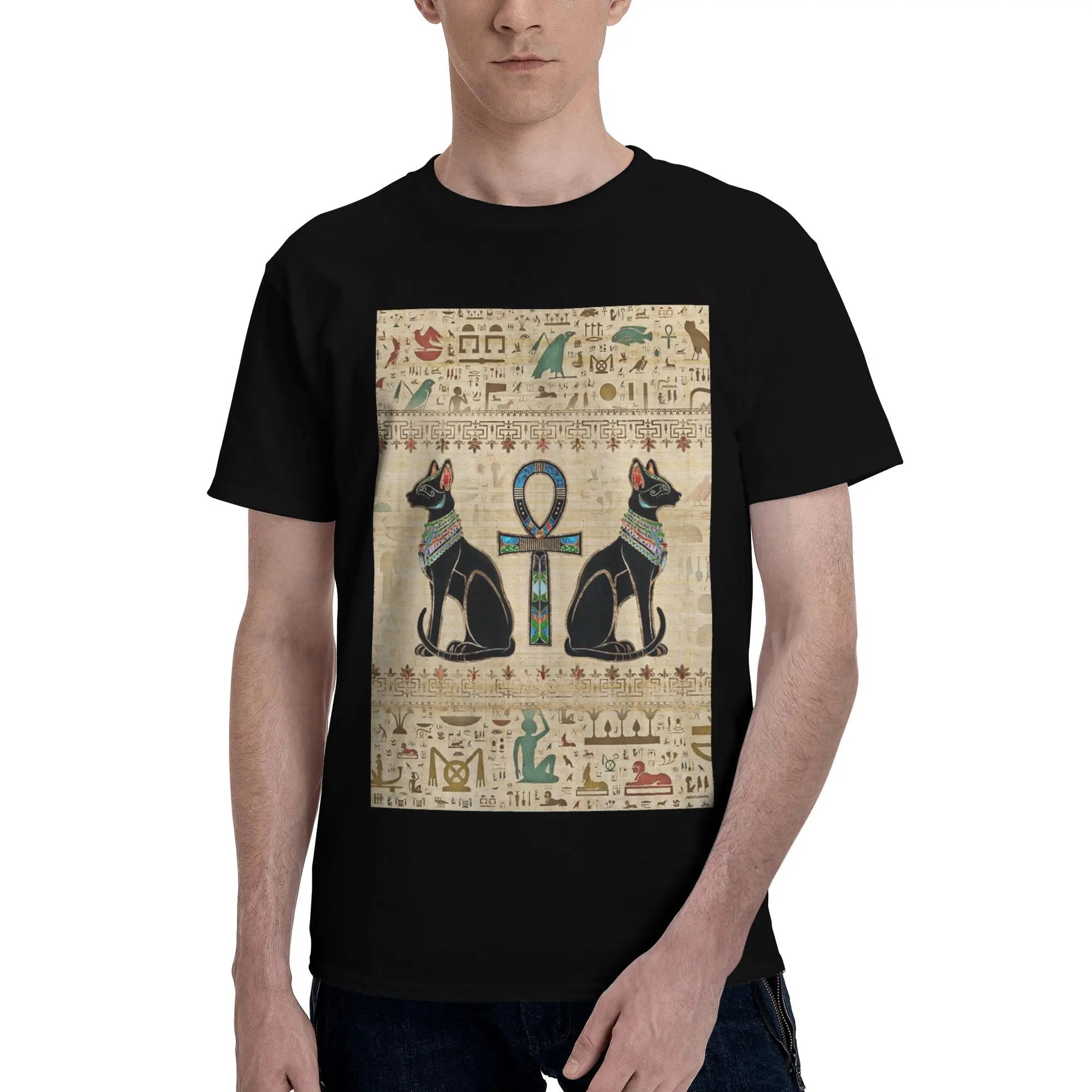 Egyptian Cats and ankh cross 100% Cotton T-Shirt Men'sClassic T Shirts Men O-Neck Short Sleeve S-6XL
Egyptian Cats and ankh cross 100% Cotton T-Shirt Men'sClassic T Shirts Men O-Neck Short Sleeve S-6XL