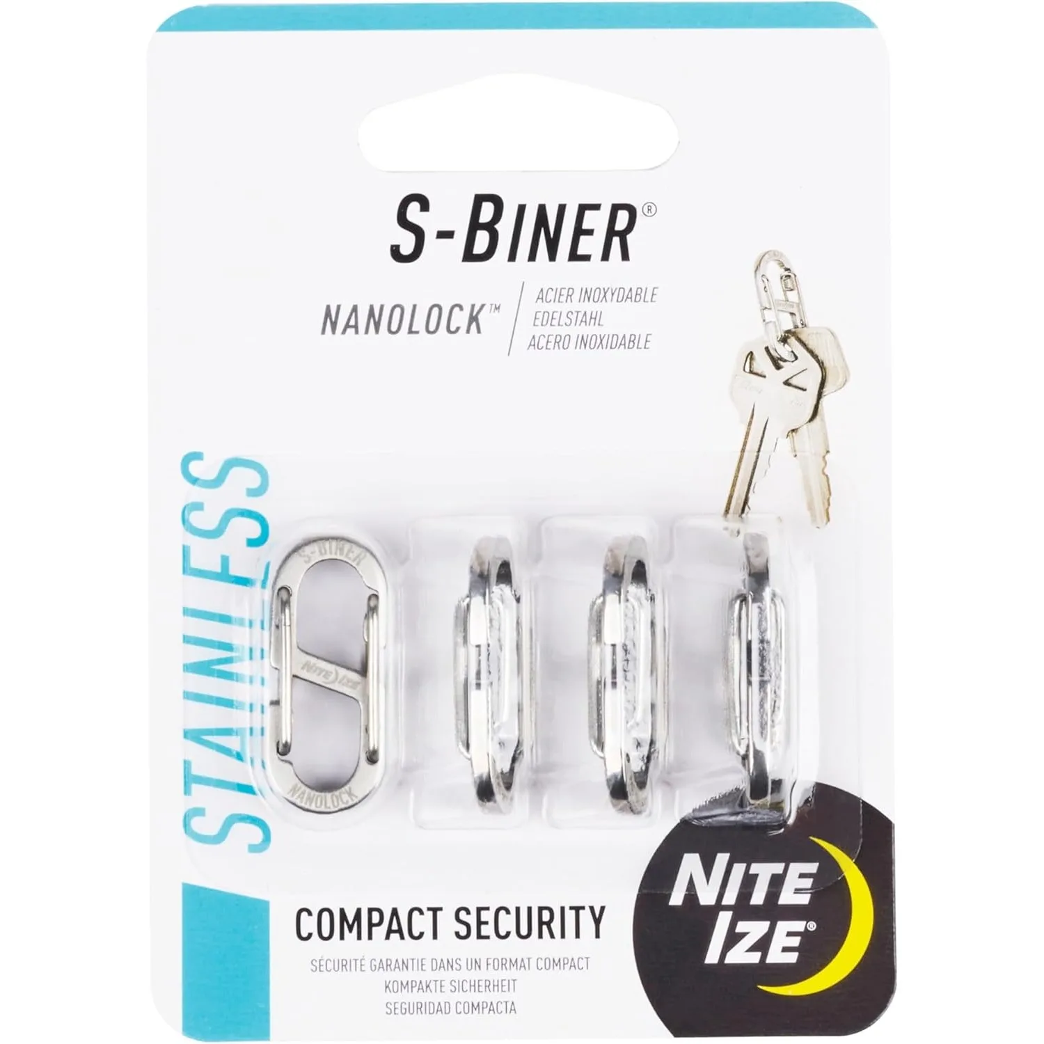 Набор из 4 карабинов S-Biner NanoLock - мини-карабины из нержавеющей стали для компактной и надежной фиксации - с узкими отверстиями и двойными пружинными защелками
Набор из 4 карабинов S-Biner NanoLock - мини-карабины из нержавеющей стали для компактной и надежной фиксации - с узкими отверстиями и двойными пружинными защелками