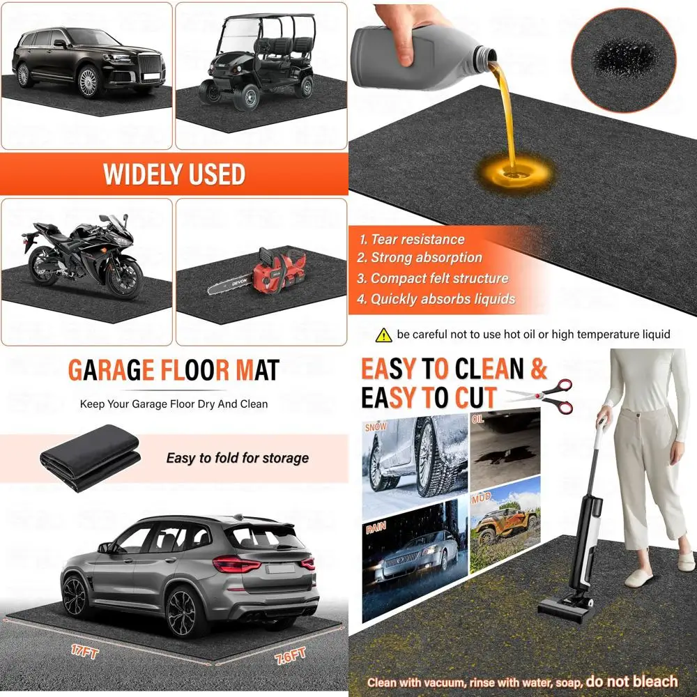 Extra Large 17x7.6ft Garage Floor Mat - Premium Absorbent Oil Spill Mat with Waterproof Backing, Reusable & Washable, Protects F
Extra Large 17x7.6ft Garage Floor Mat - Premium Absorbent Oil Spill Mat with Waterproof Backing, Reusable & Washable, Protects F