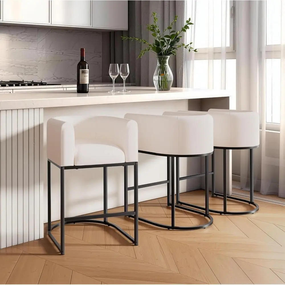 Set of 3, 27 Barrel-Shaped Counter Height Bar Stools with Backrest, Arms, and Thick Cushion, Beige
Set of 3, 27 Barrel-Shaped Counter Height Bar Stools with Backrest, Arms, and Thick Cushion, Beige