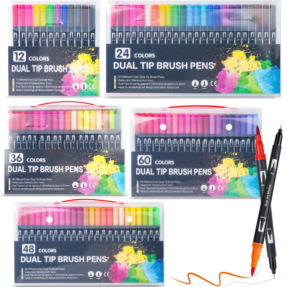 Dual Tip Brush and Fine Tip Markers - Water-Based Coloring Pens Art Supplies for Books Bullet Journal School Office Drawing
Dual Tip Brush and Fine Tip Markers - Water-Based Coloring Pens Art Supplies for Books Bullet Journal School Office Drawing