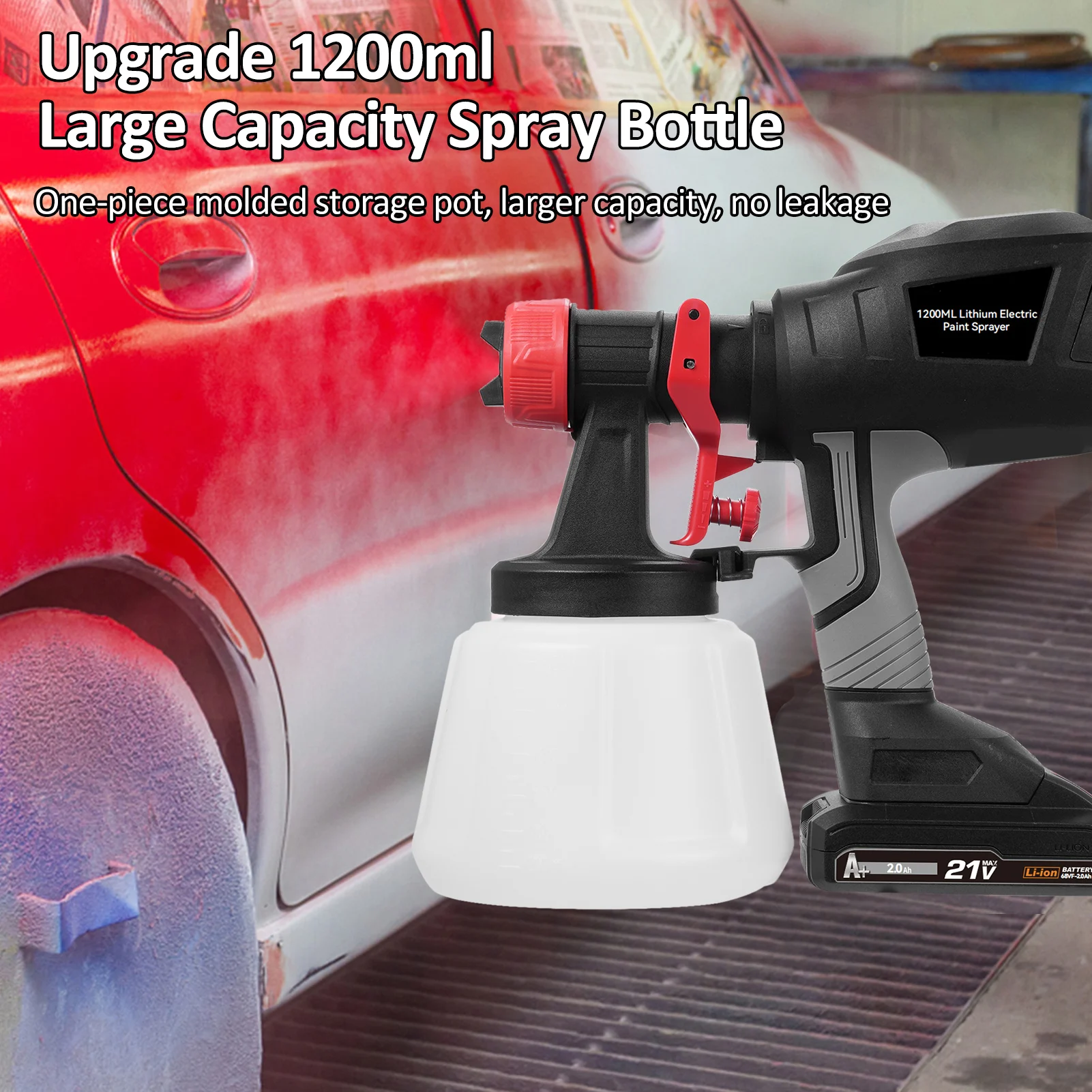 Electric Paint Sprayer Kit with 2 Batteries - 1200ml Container, 4 Nozzles & 3 Patterns for DIY Home Interior Wall Wood Furniture
Electric Paint Sprayer Kit with 2 Batteries - 1200ml Container, 4 Nozzles & 3 Patterns for DIY Home Interior Wall Wood Furniture