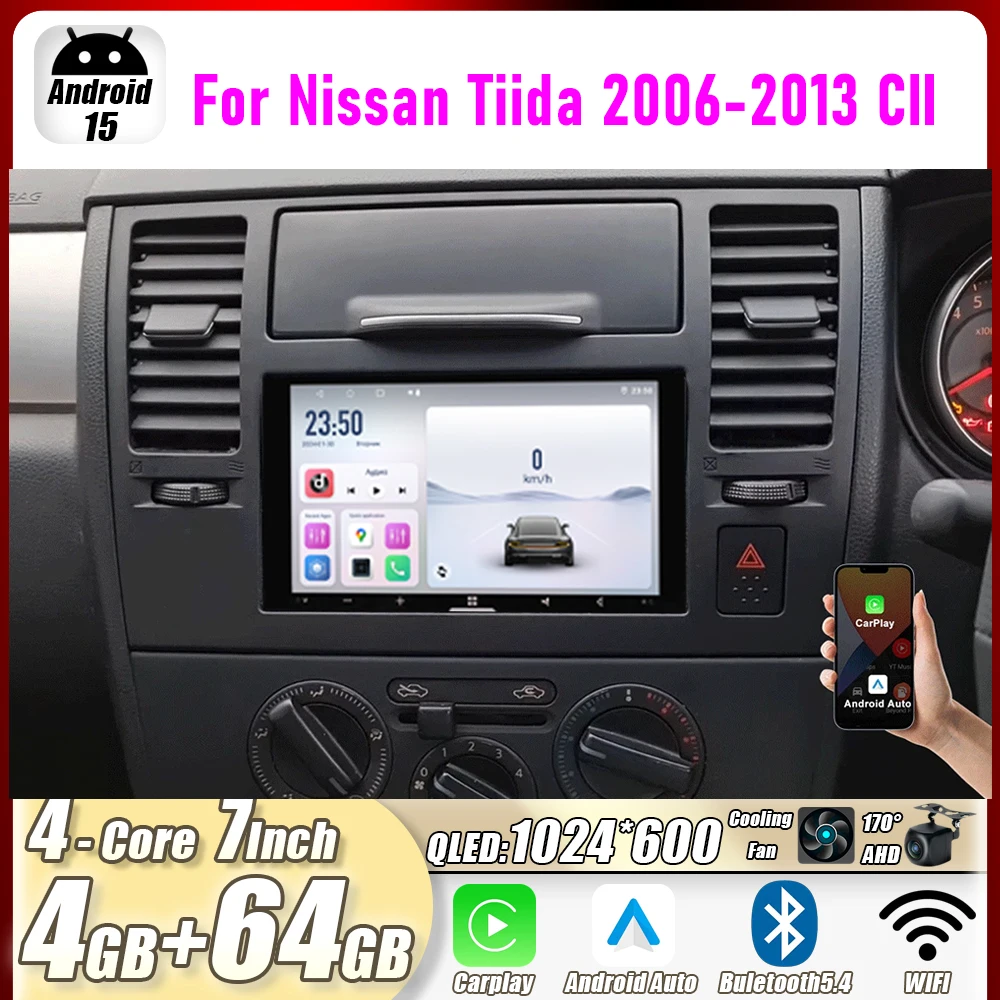 4GB+64GB 7" For Nissan Tiida 2006-2013 Cll Car Stereo Radio CarPlay Android15 Auto Head Unit GPS 4G+WIFI Navi Multimedia Player
4GB+64GB 7" For Nissan Tiida 2006-2013 Cll Car Stereo Radio CarPlay Android15 Auto Head Unit GPS 4G+WIFI Navi Multimedia Player
