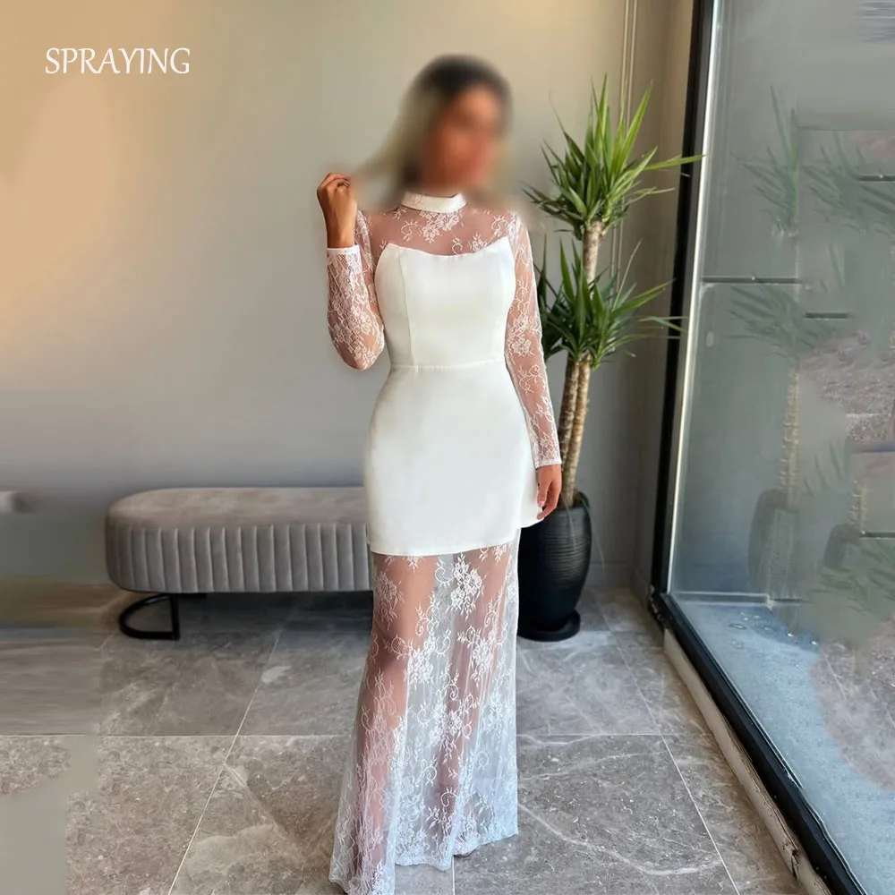 SPRAYING Luxury Ivory Lace Wedding Dress High Neck Long Sleeve Bridal Gowns A line Long Engagement Party Arabic Customized 2025
SPRAYING Luxury Ivory Lace Wedding Dress High Neck Long Sleeve Bridal Gowns A line Long Engagement Party Arabic Customized 2025