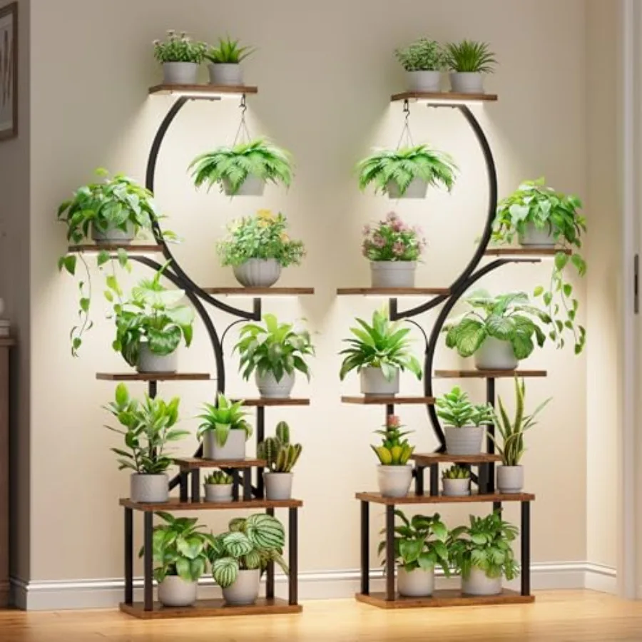 Indoor plant stand with grow light: 2-pack tall corner shelf 62 S-shape metal display stand in black 8-tier for home or office
Indoor plant stand with grow light: 2-pack tall corner shelf 62 S-shape metal display stand in black 8-tier for home or office