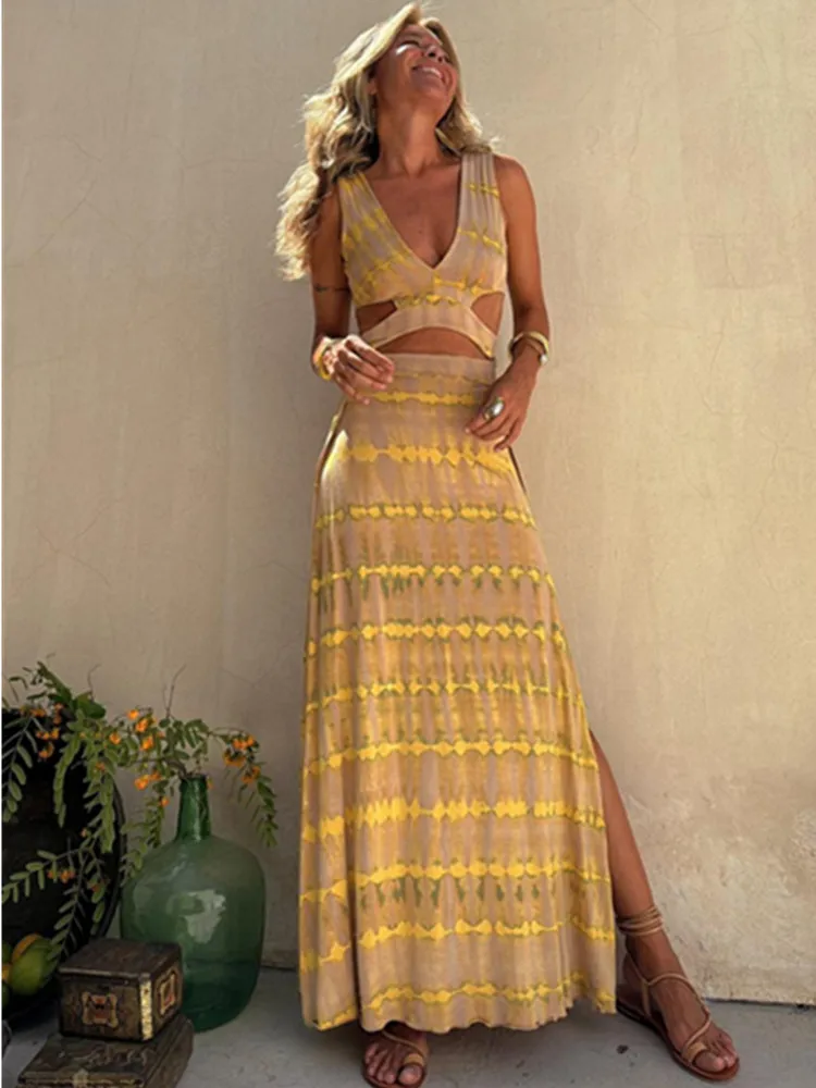 SKMY 2025 New Y2k Clothes Women Fashion Printed Sleeveless Dress Sexy V-Neck Hollow Out High Waist Sexy Slimming Long Dresses
SKMY 2025 New Y2k Clothes Women Fashion Printed Sleeveless Dress Sexy V-Neck Hollow Out High Waist Sexy Slimming Long Dresses